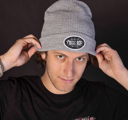 Music Box Cuffed Knit Beanie - Gray