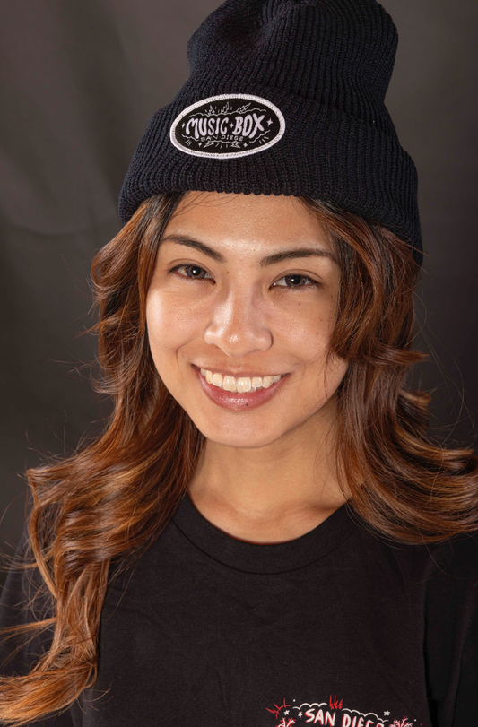 Music Box Cuffed Knit Beanie - Black